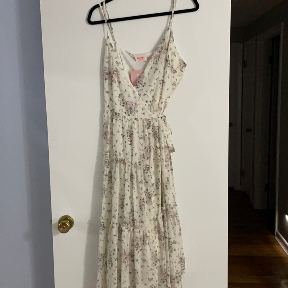 Off-white floral wrap dress